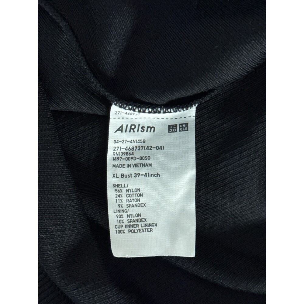 UNIQLO Airism Black Ribbed Tank with Built-in Shelf Bra Womens Size XL - Picture 3 of 3